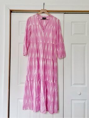 Madison Mathews Folly Pink Tiered Midi Dress